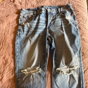 American Eagle: Blue Distressed Mom Jeans